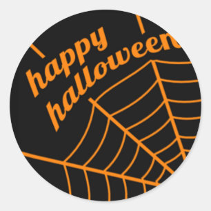 Happy Halloween Stickers with Spider Web