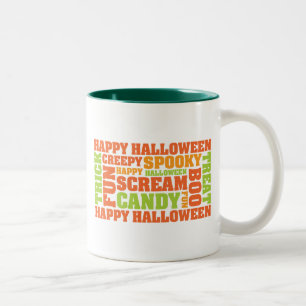 Happy Halloween Stylish Text Art Two-Tone Coffee Mug