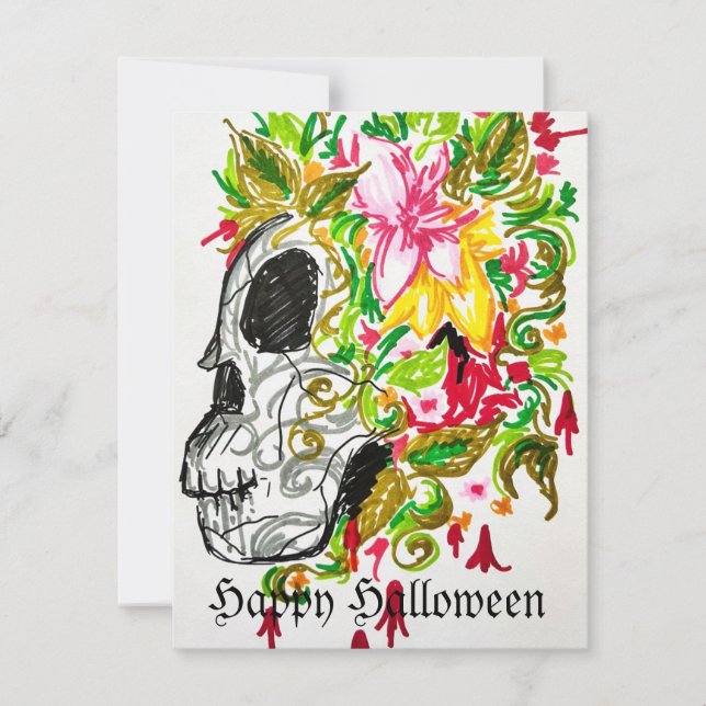 Happy Halloween Sugar Skull Card (Front)