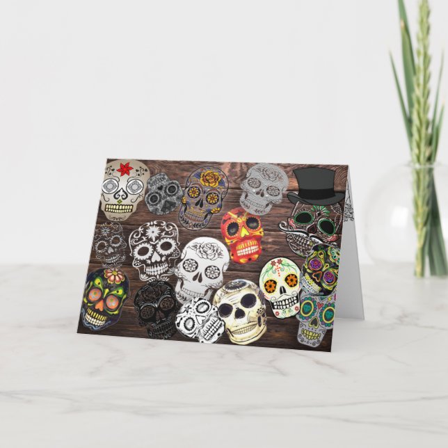 Happy Halloween Sugar Skulls Card (Front)
