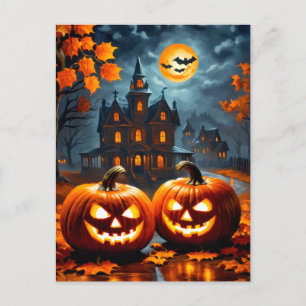 Happy Halloween Super Glowing Nefarious Pumpkins Postcard