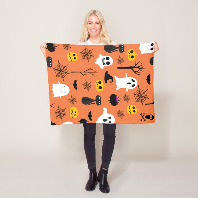 Happy Halloween Symbols Fleece Blanket (In Situ)