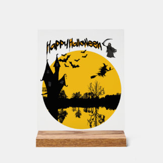 happy halloween t-shirt acrylic sign