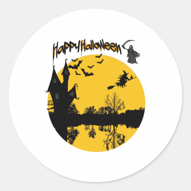 happy halloween t-shirt classic round sticker (Front)