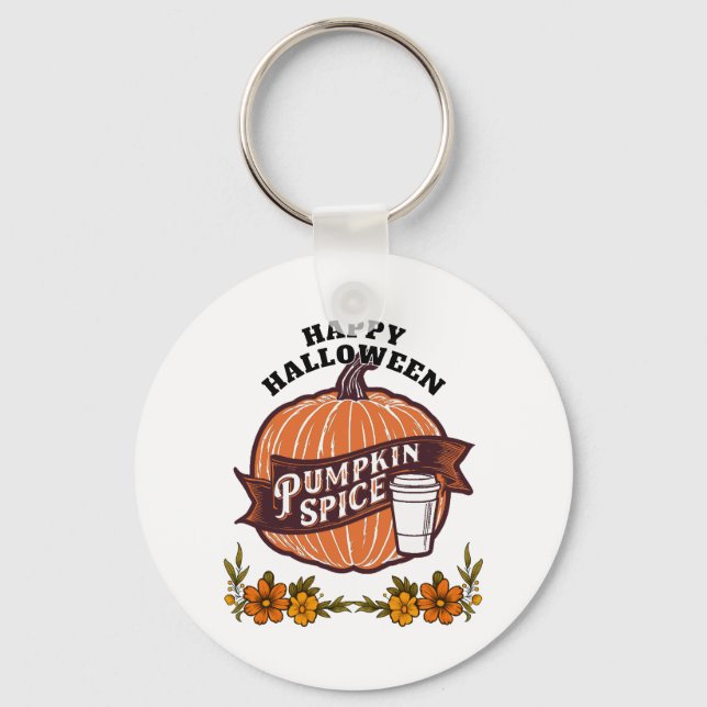 Happy Halloween T-Shirt Key Ring (Front)