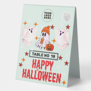 Happy Halloween Table Number Card with Custom Logo