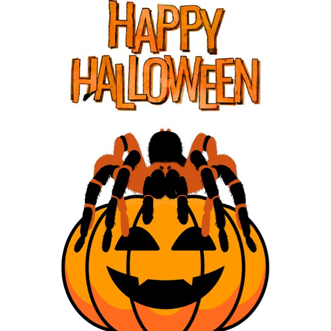 Happy Halloween Tarantula on Top of a Pumpkin (Creator Uploaded)