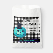 Happy Halloween Teal Pumpkin and Plaid 