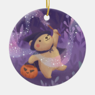 Happy Halloween: Teddy the Witch Ceramic Ornament