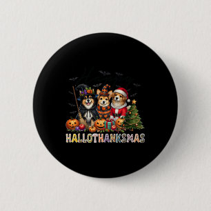 Happy Halloween Thanksgiving Christmas Dog Lovers 6 Cm Round Badge