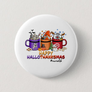happy halloween thanksgiving christmas funny nurse 6 cm round badge