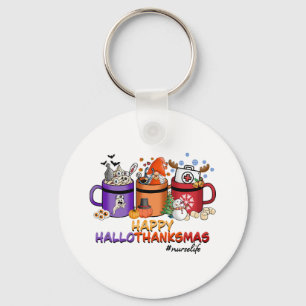 happy halloween thanksgiving christmas funny nurse key ring