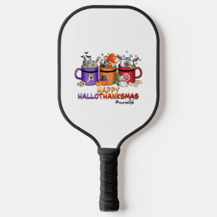 happy halloween thanksgiving christmas funny nurse pickleball paddle