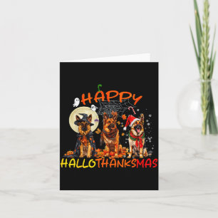 Happy Halloween Thanksgiving Christmas German Shep Card
