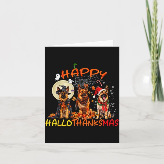 Happy Halloween Thanksgiving Christmas German Shep Card (Front)