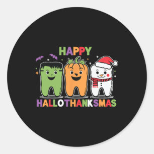 Happy Halloween Thanksgiving Christmas Happy Hallo Classic Round Sticker