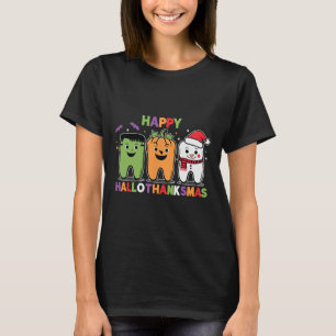 Happy Halloween Thanksgiving Christmas Happy Hallo T-Shirt