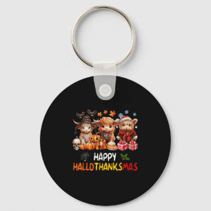 Happy Halloween Thanksgiving Christmas Highland Co Key Ring