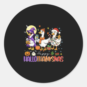Happy Halloween Thanksgiving Christmas Silly Goose Classic Round Sticker