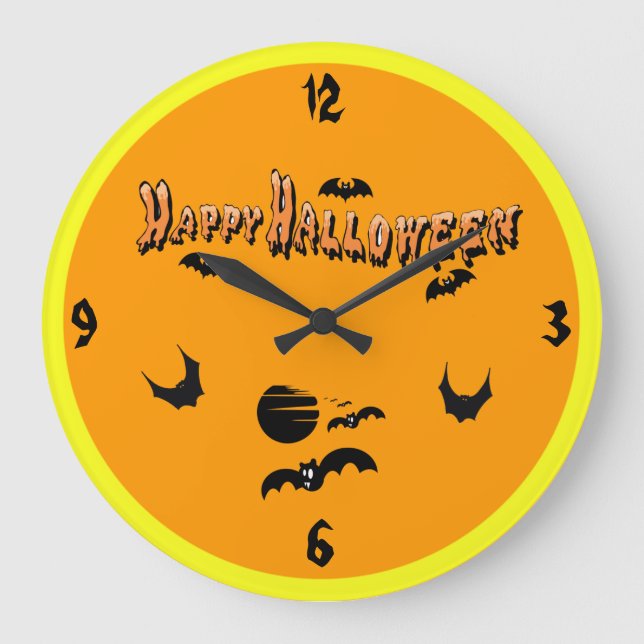 Happy Halloween & The Bats - Large Clock (Front)