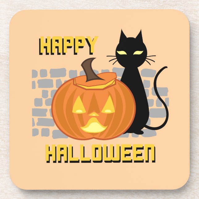 Happy Halloween throw pillow Coaster (Front)