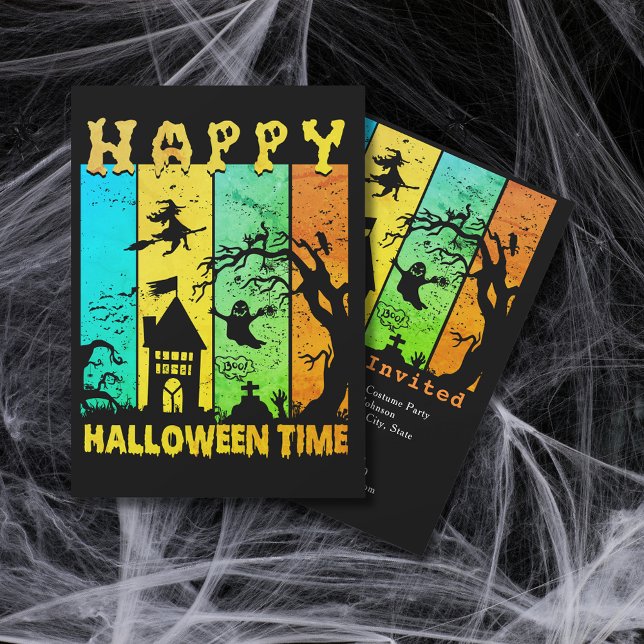 Happy Halloween Time Witch House Ghost Cemetery Invitation (Happy Halloween Time Witch House Ghost Cemetery Invitation)