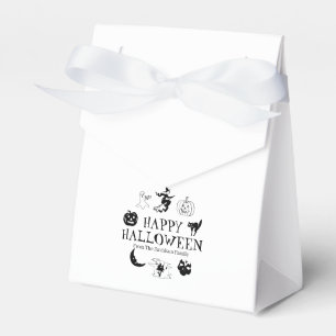 Happy Halloween treat custom name black white Favour Box