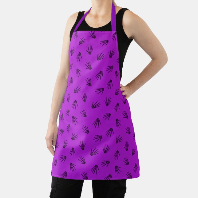 Happy Halloween Trendy Purple Bones Apron (Insitu)