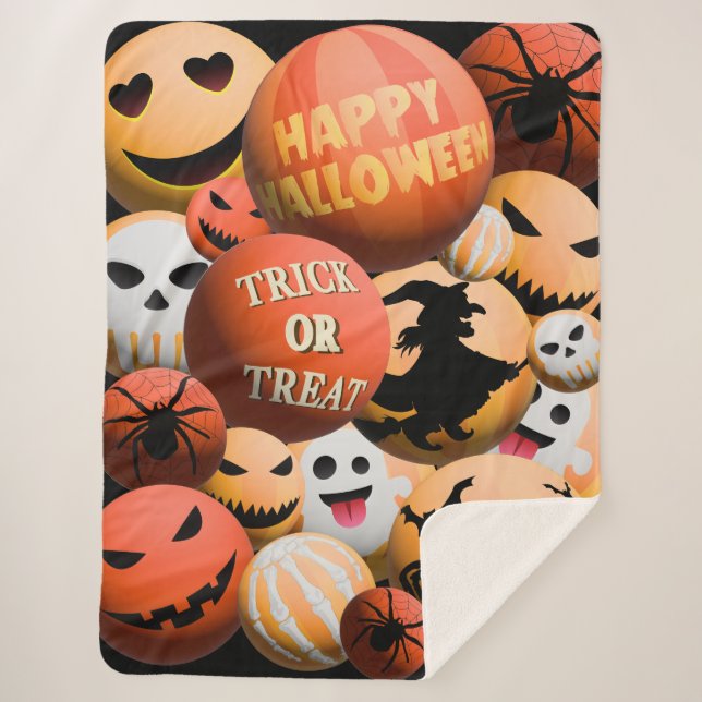 Happy Halloween Trick Or Treat Boo Pumpkin Blanket (Front)