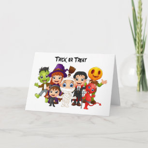 Happy Halloween trick or treat children Holiday Card