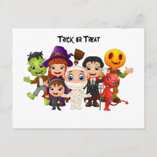 Happy Halloween trick or treat children Holiday Postcard