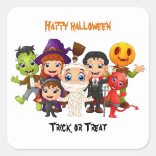 Happy Halloween trick or treat children Square Sticker