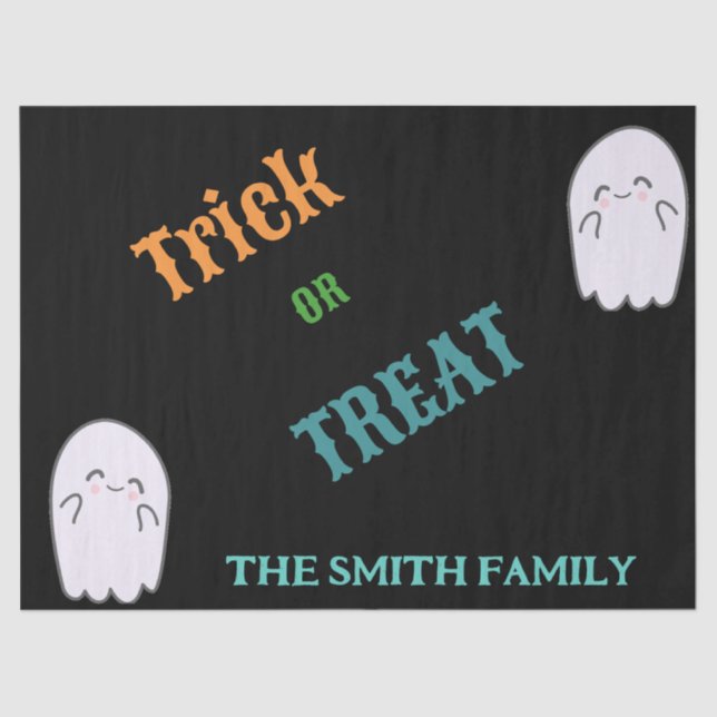 Happy Halloween Trick Or Treat Custom Name  Tissue Paper (Front)