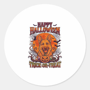 Happy Halloween Trick Or Treat German Shepherd Pum Classic Round Sticker