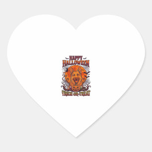 Happy Halloween Trick Or Treat German Shepherd Pum Heart Sticker
