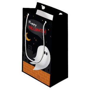 Happy halloween trick or treat ghost in town small gift bag