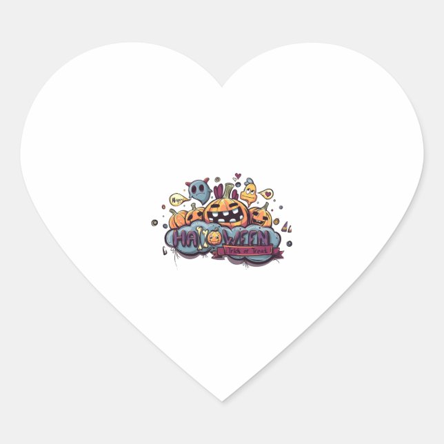 Happy Halloween Trick Or Treat Heart Sticker (Front)