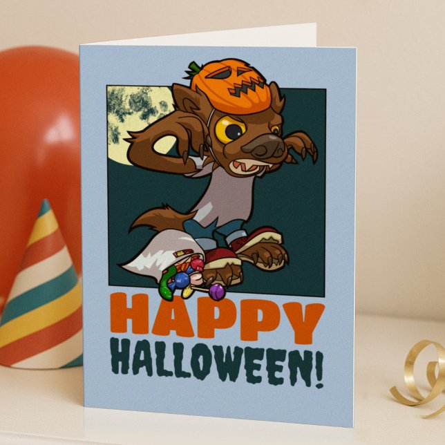 Happy Halloween! Trick Or Treat Little Werewolf Holiday Card (Creator Uploaded)