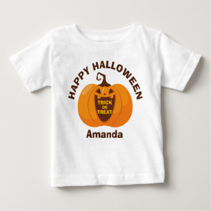 Happy Halloween Trick or Treat Orange Pumpkin  Baby T-Shirt