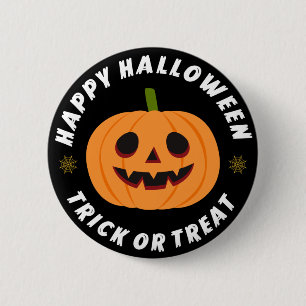 Happy Halloween Trick or Treat Pumpkin Black 6 Cm Round Badge