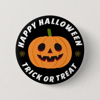 Happy Halloween Trick or Treat Pumpkin Black 6 Cm Round Badge