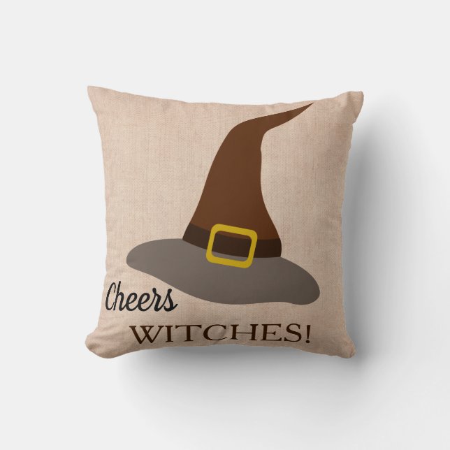Happy Halloween Trick or Treat Witch Hat Cushion (Front)