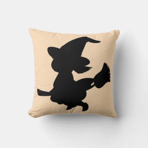 Happy Halloween Trick or Treat Witch with Broom Cushion