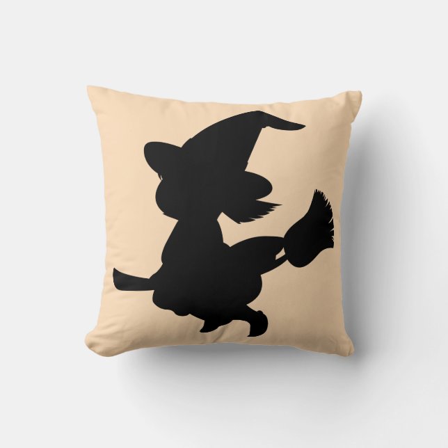 Happy Halloween Trick or Treat Witch with Broom Cushion (Front)