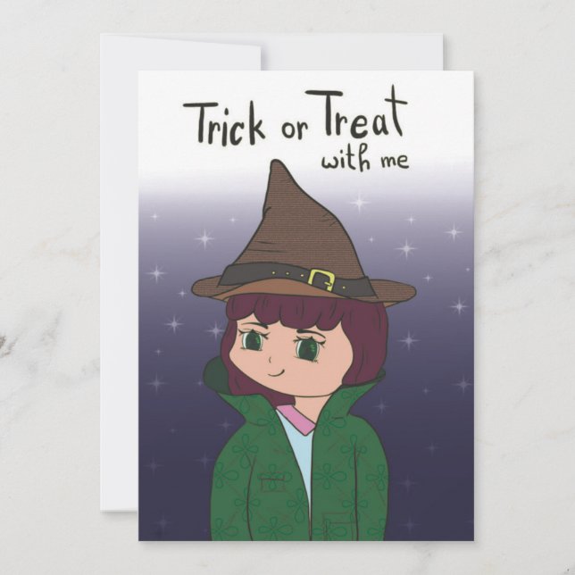 Happy Halloween trick or treat with me Holiday Card (Front)