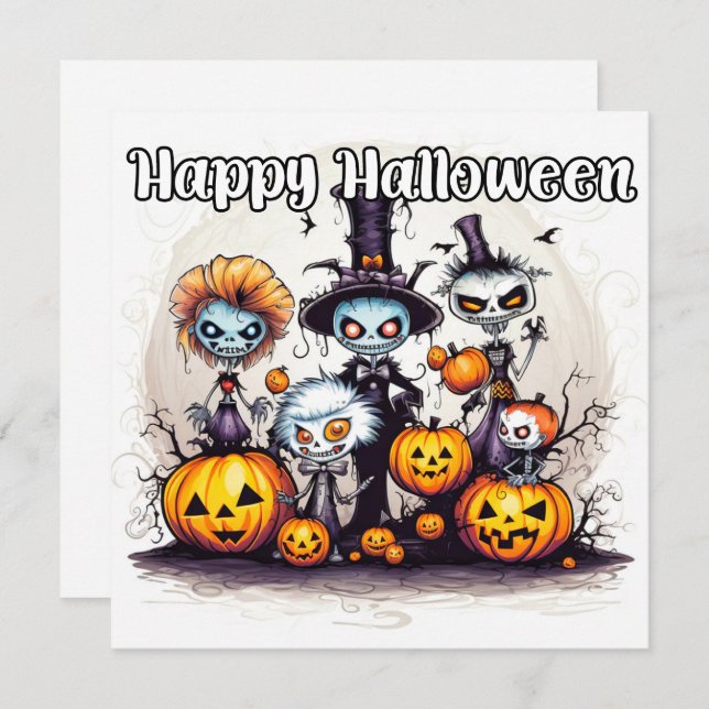 Happy Halloween Trick Or Treaters Card (Front/Back)