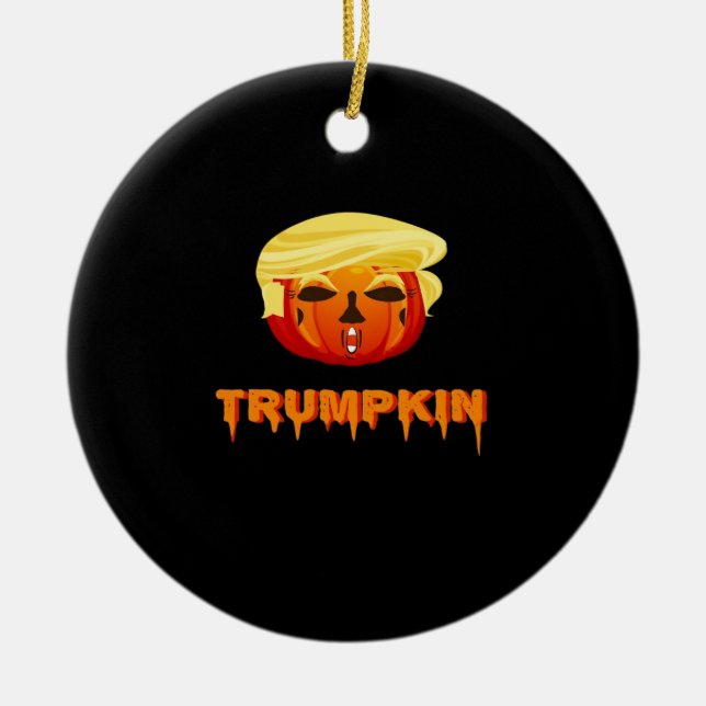 Happy Halloween - Trumpkin Classic Ceramic Ornament (Front)