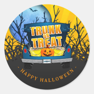 Happy Halloween Trunk or Treat Classic Round Sticker