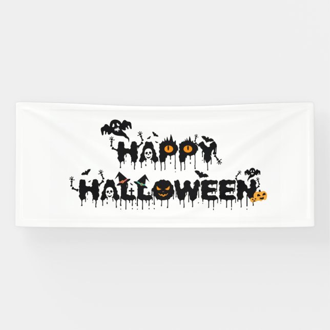 Happy Halloween Typography Banner (Horizontal)