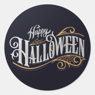 Happy Halloween Typography Classic Round Sticker